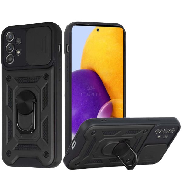 Samsung A73 Case w. Camera Cover Kickstand HYB09R Black Hot on Sale