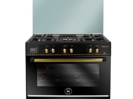 Unionaire Oro Smart Digital Gas Cooker, 90 cm, 5 Burners, Black Inox - C6090EBGC511IDSFOROS2WAL Online now