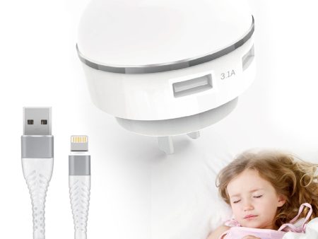 Night Light Home Charger w. iPhone Cable HD7TCIP White For Discount