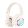 Kik_Cute Cat Paw LED Light Bluetooth Headphones - Over-Ear Gaming Headset for PC, Phone & Tablet AKZ61 for Universal Cell Phone And Bluetooth Device (White) Online Sale