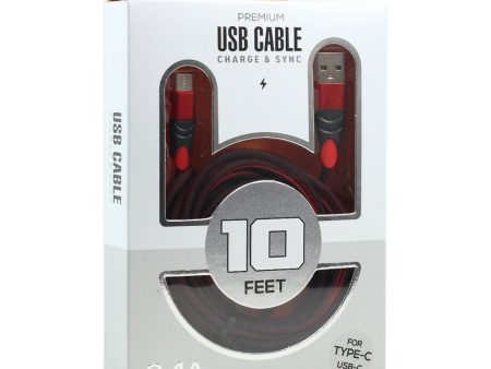 Kik_Type C   USB-C 2.4A Braided Cloth Strong Durable Charge and Sync USB Cable 10FT Recommended for Android (Red) Cheap