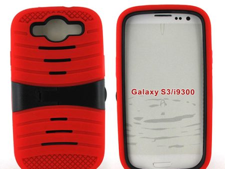 Samsung Galaxy S3 Hybrid Case 08 with Stand Red Black Online now