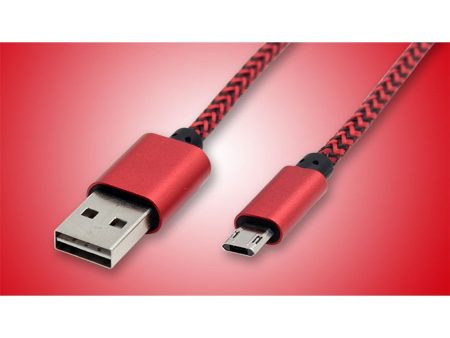 Kik_Micro 2A USB V8V9 Heavy Duty Braided Cable 3FT (Red) Cheap