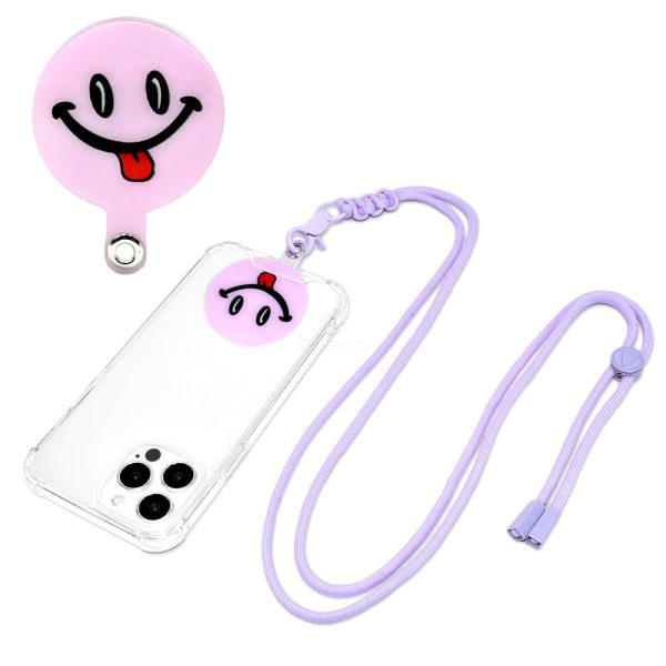 Phone Patch Neck Strap Long Happy Faces STRP Purple Item Code: STRP-PP Cheap