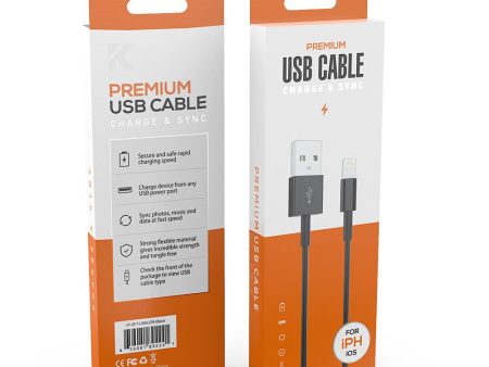 Kik_IP Lighting to USB Strong and Durable Cable 3FT for iPhone, iDevice 3FT (Black) For Sale