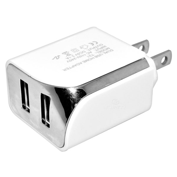 Universal Travel Dual USB Adapter Charger 3.1 Amp White Fashion