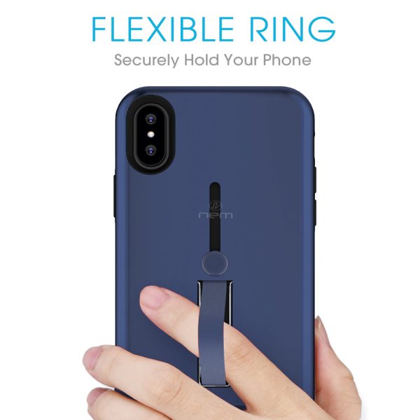 iPhone X   XS Hybrid Case HYB43 w. Loop Kickstand Blue Fashion