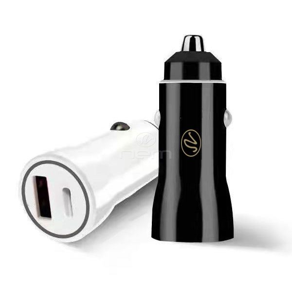 Car Charger Dual Ports USB & Type C 24 Pcs CC07 Black White Discount