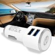 2-in-1 Car Charger Dual USB 3.1A w. Micro USB Cable White on Sale