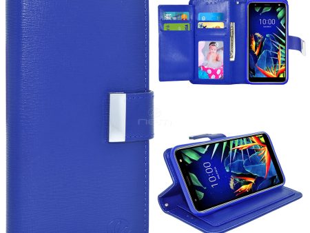 LG K40 X420 K12PLUS Double Flap Wallet Case WCFC13 Blue Sale