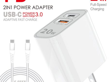 2-In-1 Home Charger 20W + Type-C to Type-C Cable HD10TC-TPC Hot on Sale