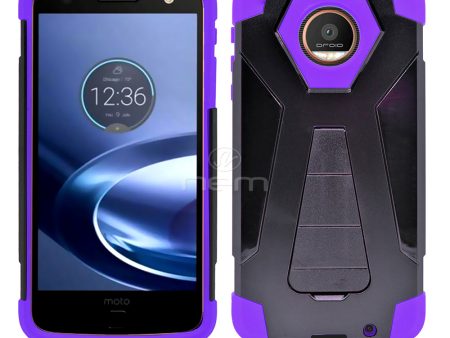 Motorola Z Droid Edition Hybrid 18 w.Stand Black Purple For Cheap