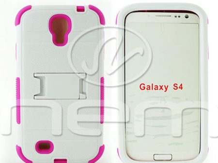 Samsung Galaxy S4 Hybrid Case 11 with Stand White Hot Pink Online Sale