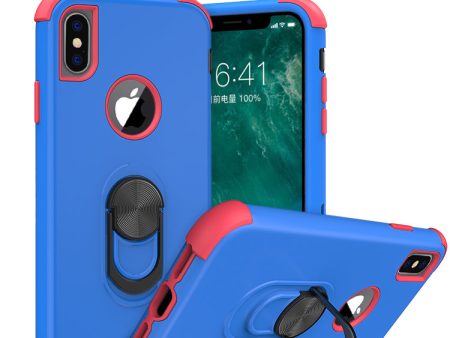 Apple iPhone XS Max Case,[Military Grade Drop Tested] Ring Kickstand Matte Case with Soft Edges, Shockproof and Anti-Drop Protection Case Compatible for Apple iPhone XS Max Case - Blue Pink on Sale