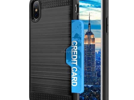 iPhone X   XS Hybrid Case 19C w. Card Holder Black For Sale