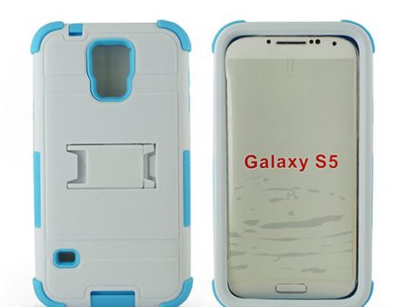 Samsung Galaxy S5 Hybrid Case 11 with Stand White Light Blue Cheap