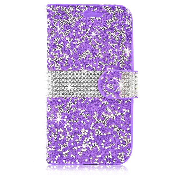 Apple iPhone X XS Diamond Wallet Case DWC03 Purple For Cheap