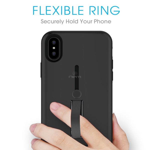 iPhone X   XS Hybrid Case HYB43 w. Loop Kickstand Black Online Sale