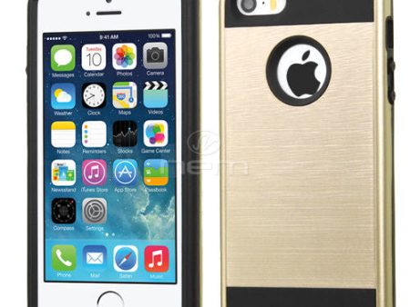 Apple iPhone 5 5S SE Brushed Hybrid Armor Case HYB32 Gold on Sale