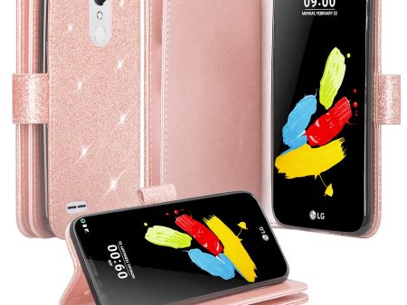 Coolpad Illumina Case,Legacy Go Case,  [Wrist Strap] Glitter Faux Leather Flip Credit Card Holder [Kickstand Feature] Protective Wallet Case Clutch Case -Rose Gold Online Sale