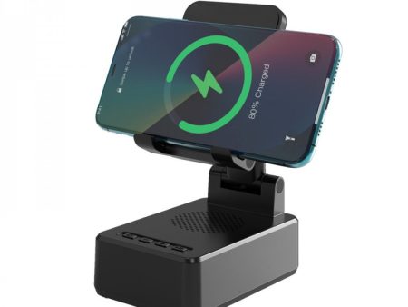 Kiko_3 in 1 Bluetooth 5.3 Speaker: Portable with Phone Holder, Wireless Charger, Adjustable Phone Stand BQ10 for Universal Cell Phone And Bluetooth Device (Black) Hot on Sale