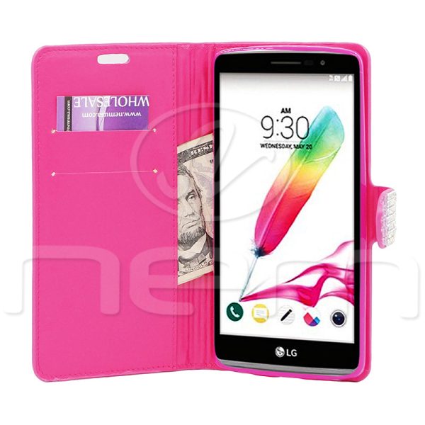 LG G Stylo LS770 Diamond Wallet Case DWC02 Pink on Sale