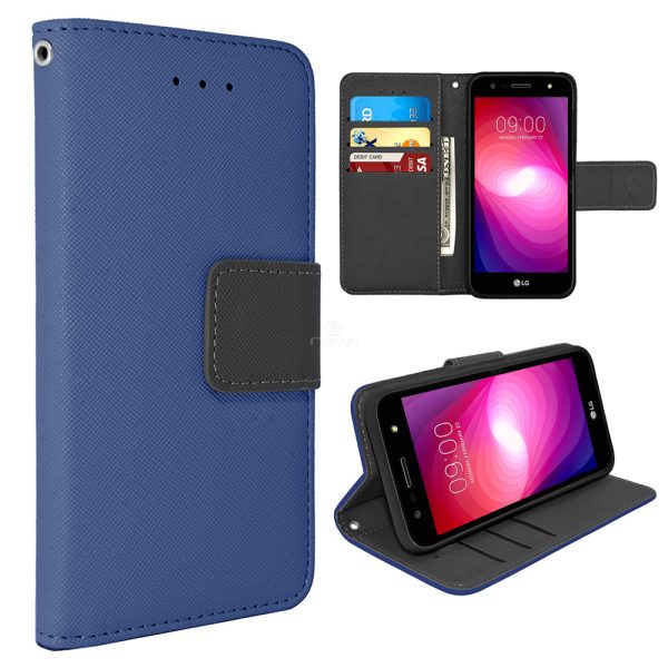 LG X POWER2  XCHARGE M322 M320 Wallet Case WCFC09 Blue Online Sale