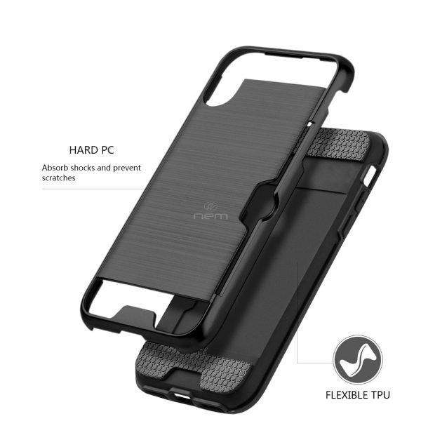 iPhone X   XS Hybrid Case 19C w. Card Holder Black For Sale