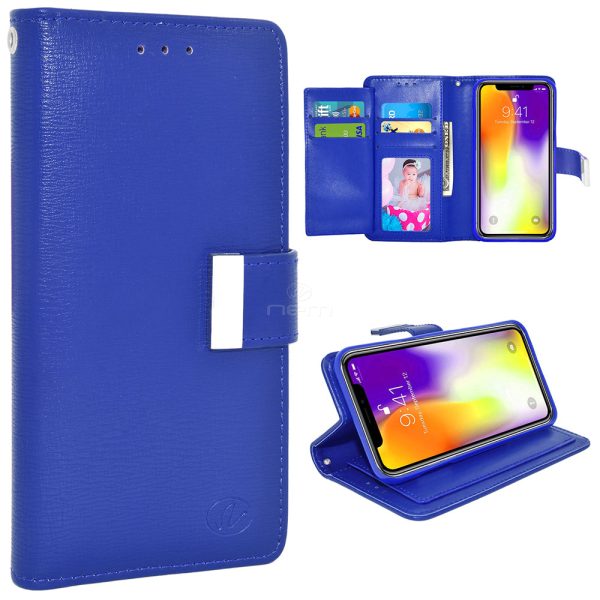 iPhone XS Max 6.5  Double Flap Wallet Case WCFC13 Blue Hot on Sale