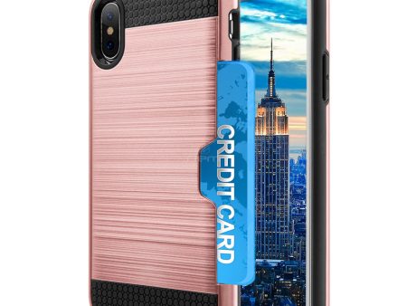 iPhone X   XS Hybrid Case 19C w. Card Holder Rose Gold Online Sale