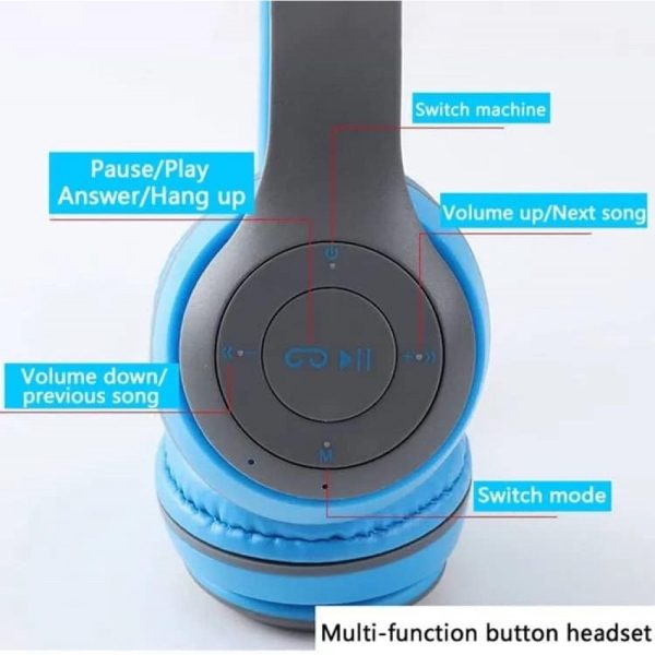 Kik_Wireless Bluetooth Over-Ear Headphones - Lightweight, Compact & Stylish Design, High-Fidelity Sound P47 for Universal Cell Phone And Bluetooth Device (Blue) Supply