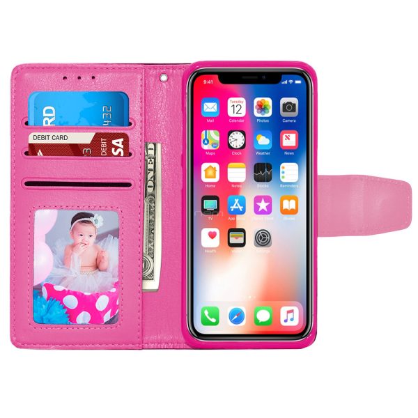 iPhone X XS Folio Leather Wallet Case WCFC12C Pink For Discount