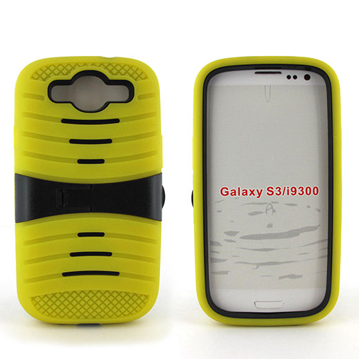 Samsung Galaxy S3 Hybrid Case 08 with Stand Yellow Black on Sale