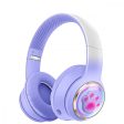 Kik_Cute Cat Paw LED Light Bluetooth Headphones - Over-Ear Gaming Headset for PC, Phone & Tablet AKZ61 for Universal Cell Phone And Bluetooth Device (Purple) Online