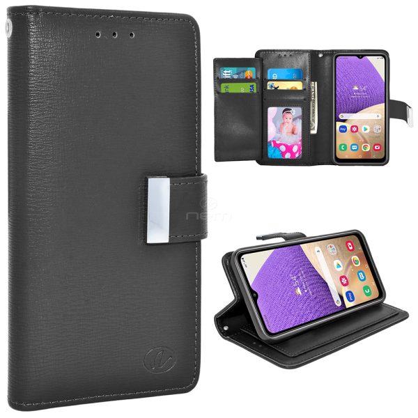 Samsung A32 5G Dual Flap Wallet Case WCFC13 Black Online now