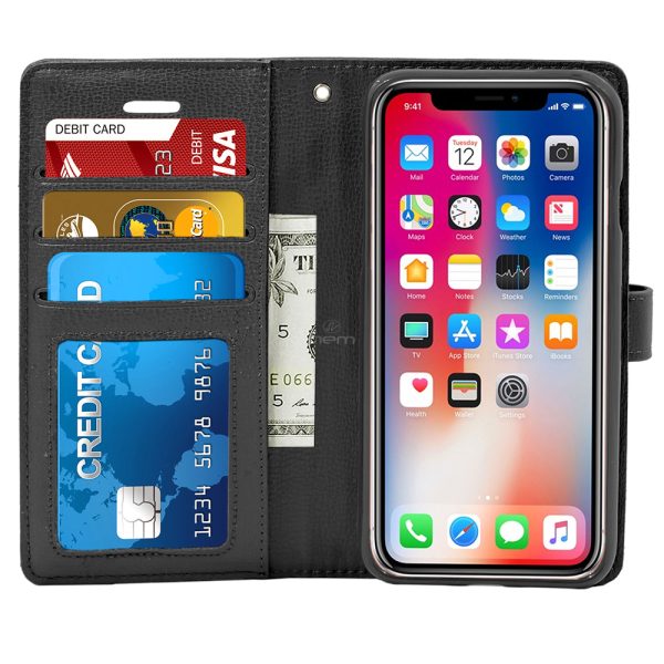 iPhone X XS Leather Wallet Case WCFC12A Black For Sale