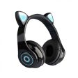 Kik_Bluetooth Wireless Cute Cat LED Foldable Headphone Headset with Built in Mic for Adults Children Work Home School for Universal Cell Phones, Laptop, Tablet, and More (Black) Online