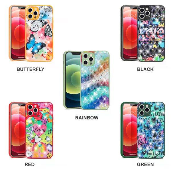 iPhone 13 6.1  Holographic Hybrid Case HYBD03 Rainbow Fashion