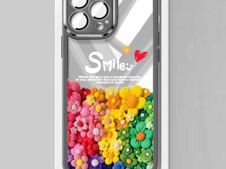 iPhone 15 ProMax Floral Design Case w. Cam Protector TPC37 Gray Cheap