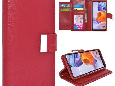 LG STYLO 6 Double Flap Wallet Case WCFC13 Red Fashion