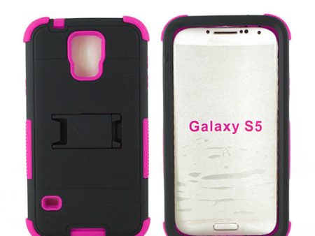 Samsung Galaxy S5 Hybrid Case 11 with Stand Black Hot Pink on Sale