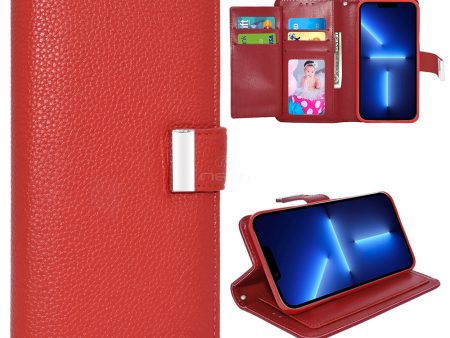 iPhone 13 6.1 Dual Flap Wallet Case WCFC13 Red For Cheap