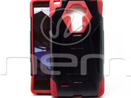 LG G STYLO LS770 Hybrid Case 18 w. stand Red Black Discount