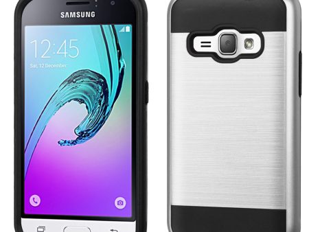 Samsung J1 Amp2(2016) Brushed Hybrid Armor Case HYB32 Silver For Sale