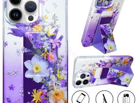 iPhone 15 ProMax Floral Magnetic Stand Hand Grip TPU19 Purpl Online