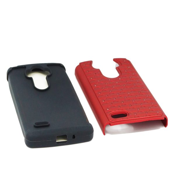 LG G Stylo LS770 Hybrid Case Diamond 01 Red Supply