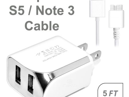 Samsung Galaxy S5 2n1 Travel Usb adapter + Data Cable White Online Sale