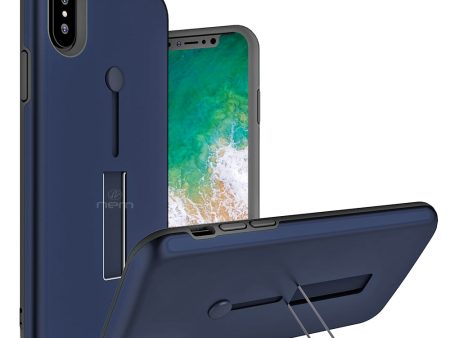 iPhone X   XS Hybrid Case HYB43 w. Loop Kickstand Blue Fashion