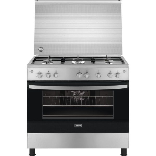 Zanussi Coolcast Gas Cooker, 5 Burners, 90 cm, Stainless Steel - ZCG91236XA Fashion