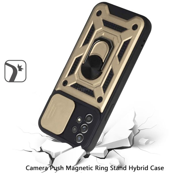 Samsung A73 Case w. Camera Cover Kickstand HYB09R Gold For Cheap